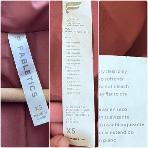 Fabletics Wander Pocket Stand Up Collar Cropped Puffer Jacket Cherry Mocha XS - Picture 9 of 12